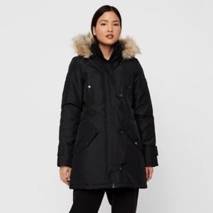 BRAND women Vero moda faux fur trim parka winter snow  jacket size S & M